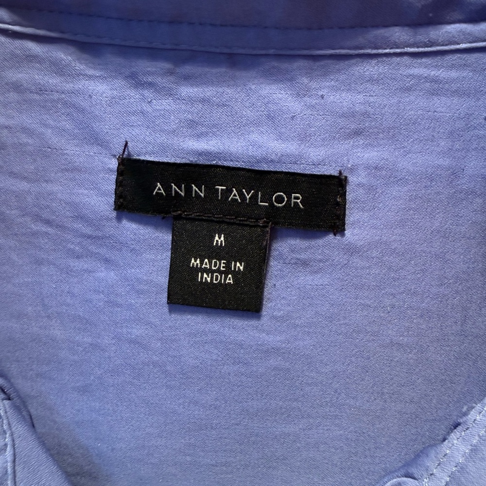 Ann Taylor Lavender Ruffle-Trim Button-Down Blouse - Picture 2 of 3